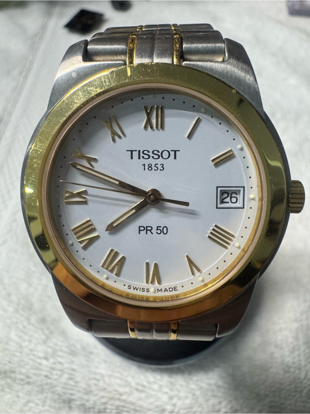 Tissot Two-Tone PR 50 Men’s Watch - White Dial, Gold & Silver
